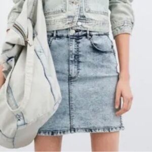Zara Denim Acid Wash Skirt Sz XS